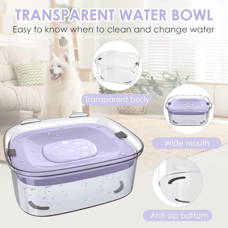 AONKEY 3L Dog Water Bowl No Spill, 101oz Large Spill Proof Dog Bowl Reduce Refill, Anti Splash No Mess Dispenser Dripless Slow Drinking Water Bowl for Sloppy Messy Drinkers (Violet) - Image 4